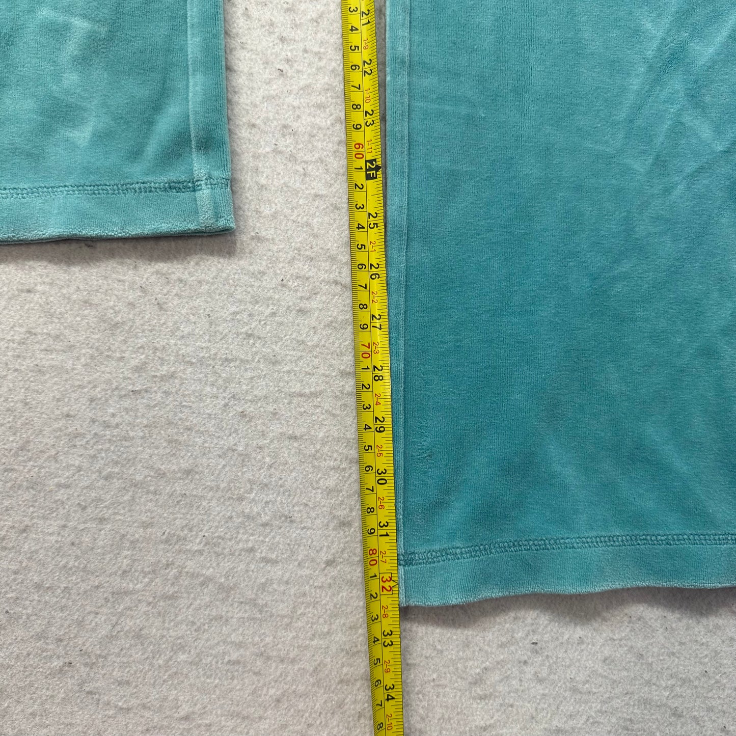 Vintage Juicy Couture Women's Teal Velour Flared Track Pants Drawstring Size S