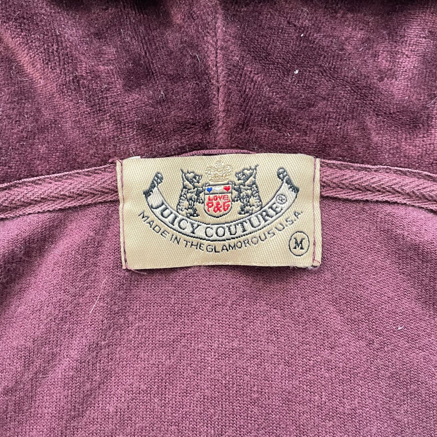2003 Vintage Juicy Couture Women's Maroon Velour Pullover Long Hooded Y2k Size M