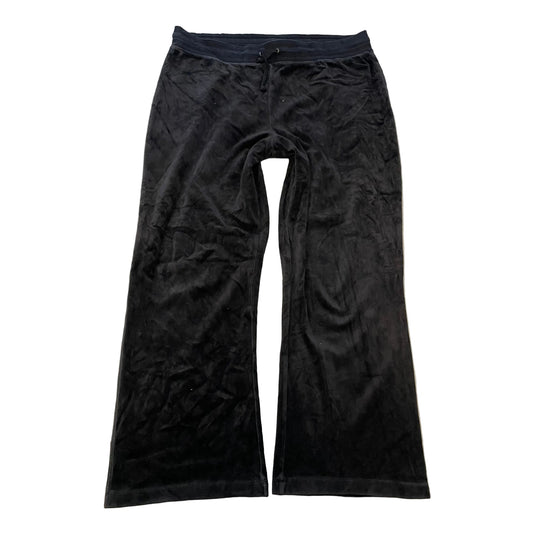 Juicy Couture Women's Black Velour Flared Leg Track Pant Drawstring Y2k Size XL