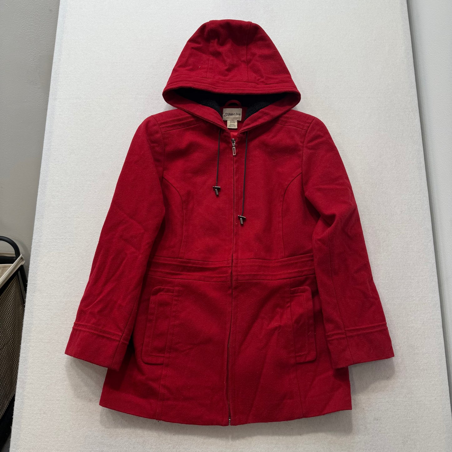 St. John’s Bay red hooded drawstring coat with side pockets size M