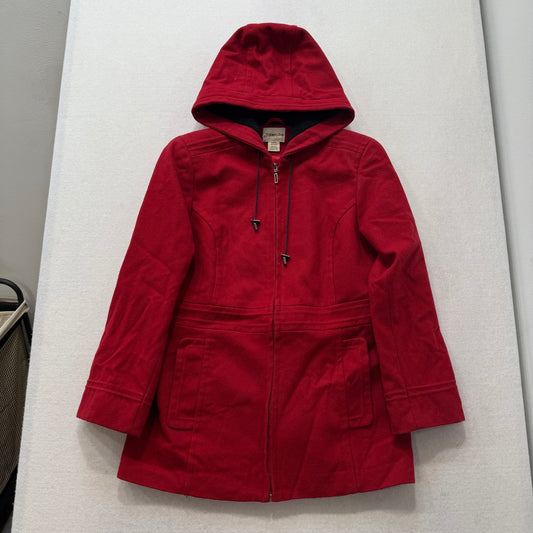 St. John’s Bay red hooded drawstring coat with side pockets size M