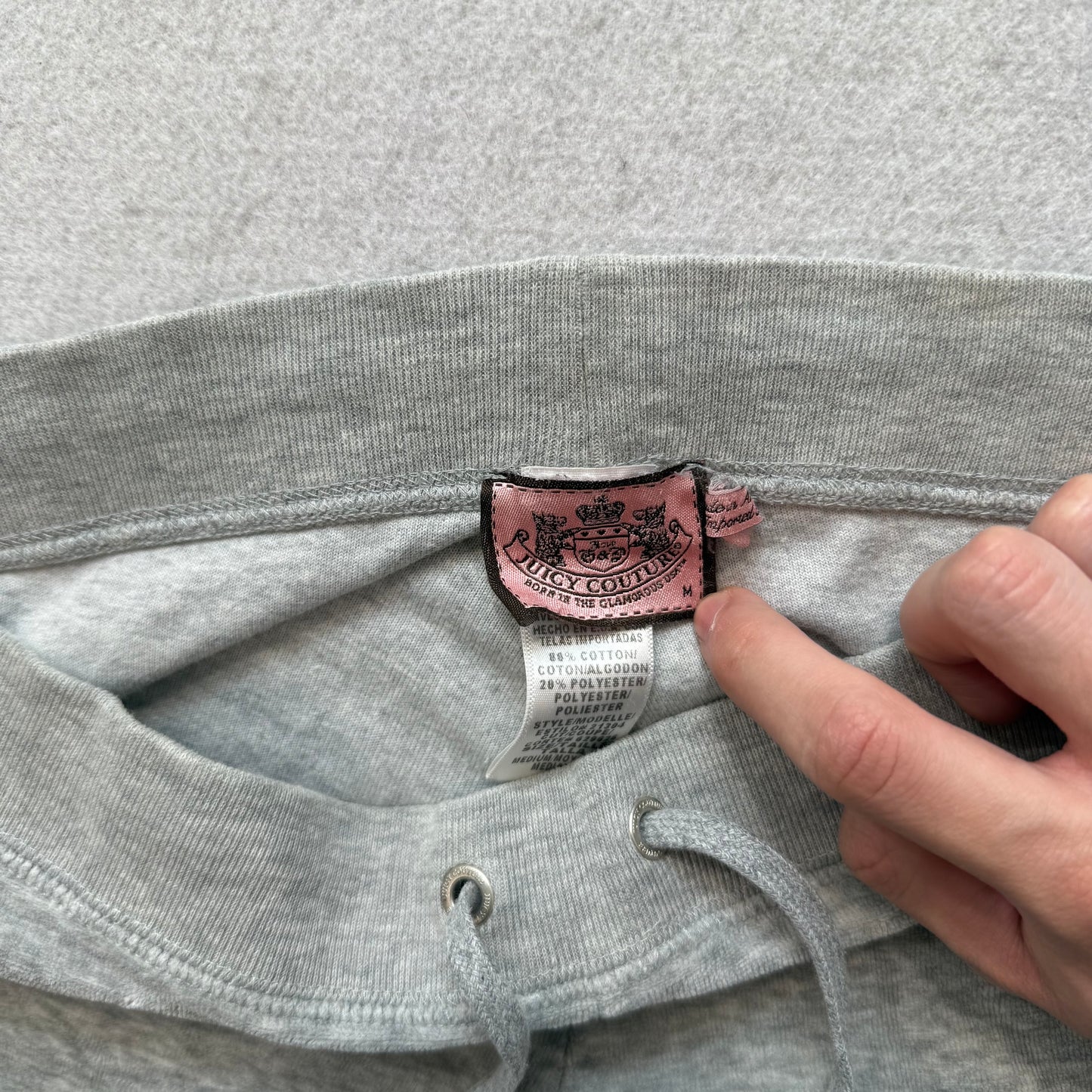 Juicy Couture Women's Heather Gray Velour Flared Track Pants Drawstring Size M