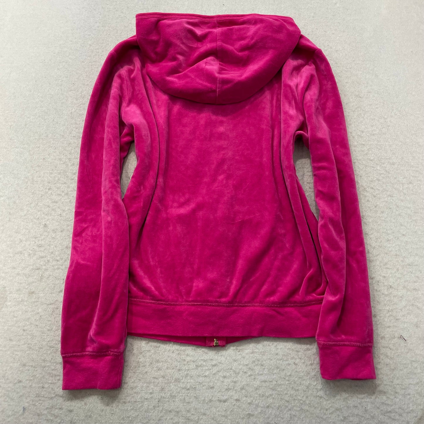 Vintage Juicy Couture Women's Hot Pink Velour Tracksuit Set Hoodie & Pant Size L