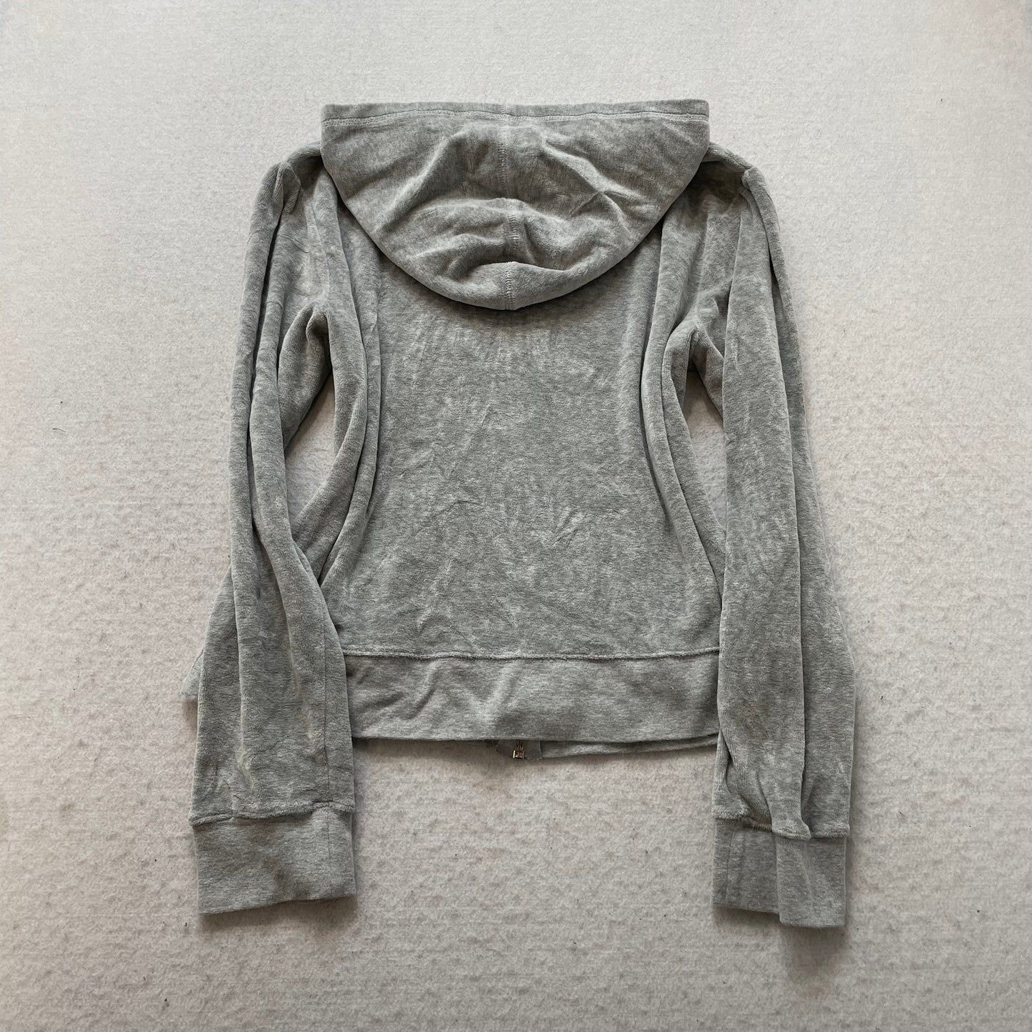 Juicy Couture Women's Gray Velour Full Zip Hoodie Pocket Loungewear Y2k Size M