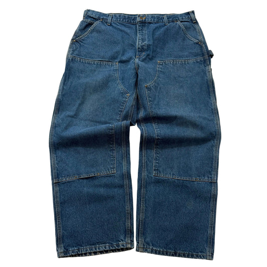 Carhartt Men's Blue Denim Double Knee Baggy Carpenter Jeans Hammer Loop Size 42