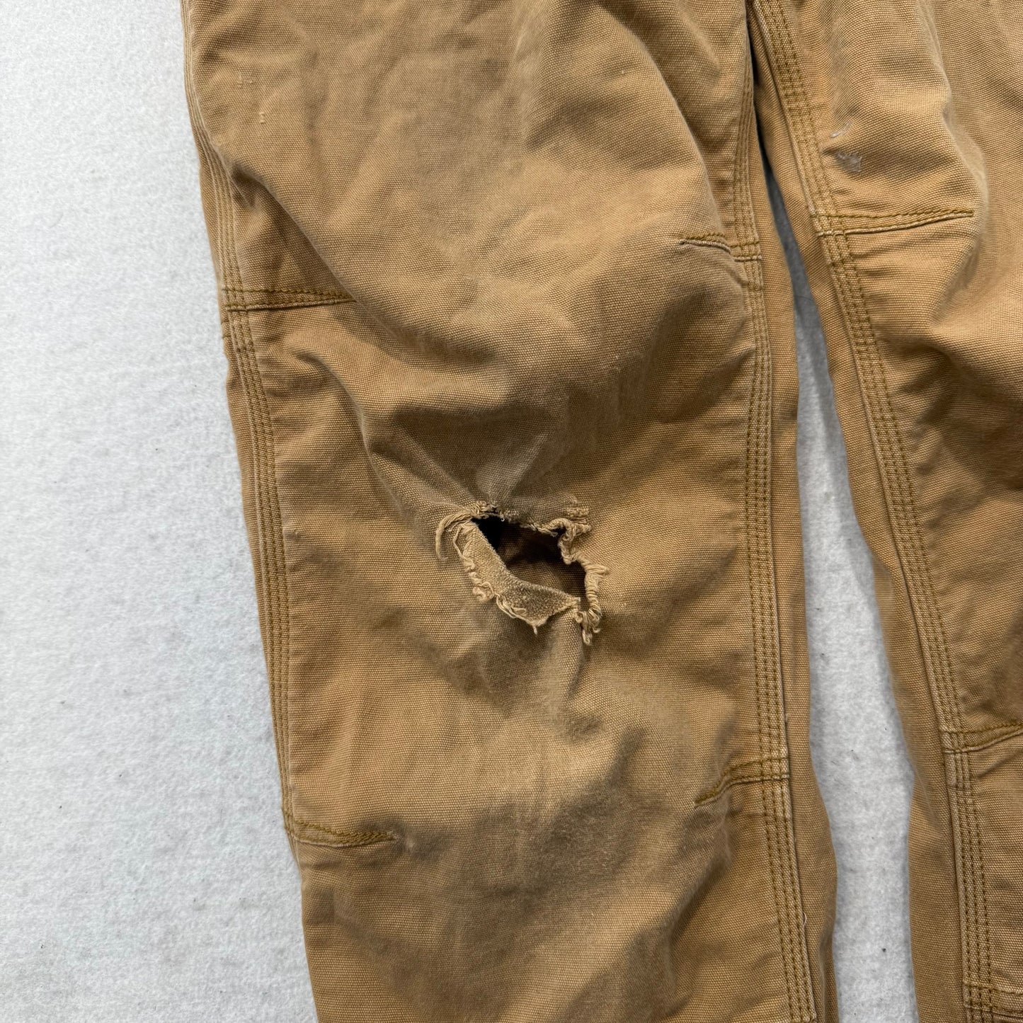 Carhartt Men's Tan Rigby Double-Front Dungaree Pants Relaxed Fit Size 30x32
