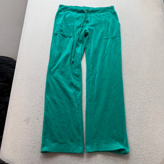 Vintage Juicy Couture Womens Turquoise Terrycloth Flare Track Pant Pocket Size M