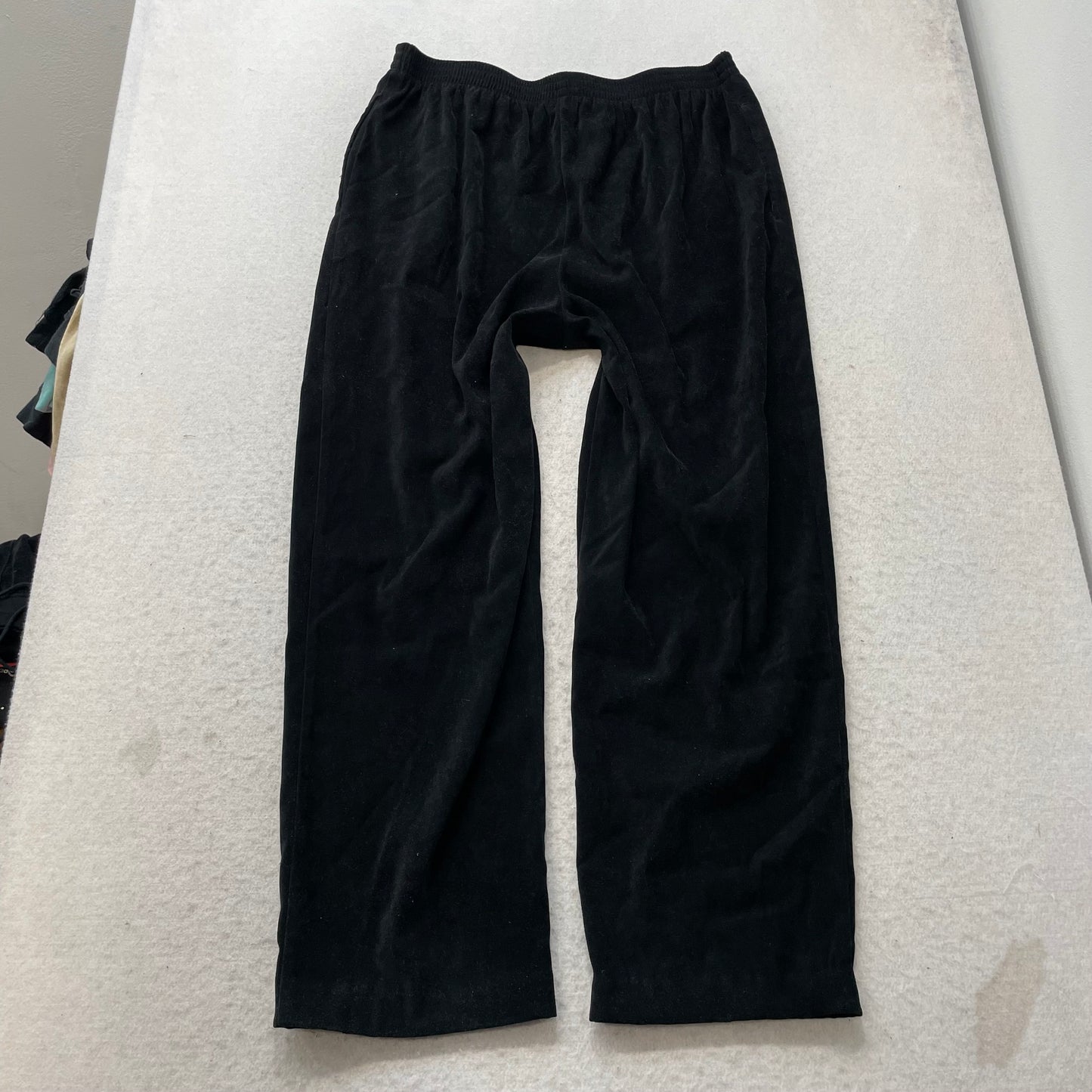 Koret Women's Black Velvet Wide Leg Pull-On Pants High Rise Loungewear Size 14