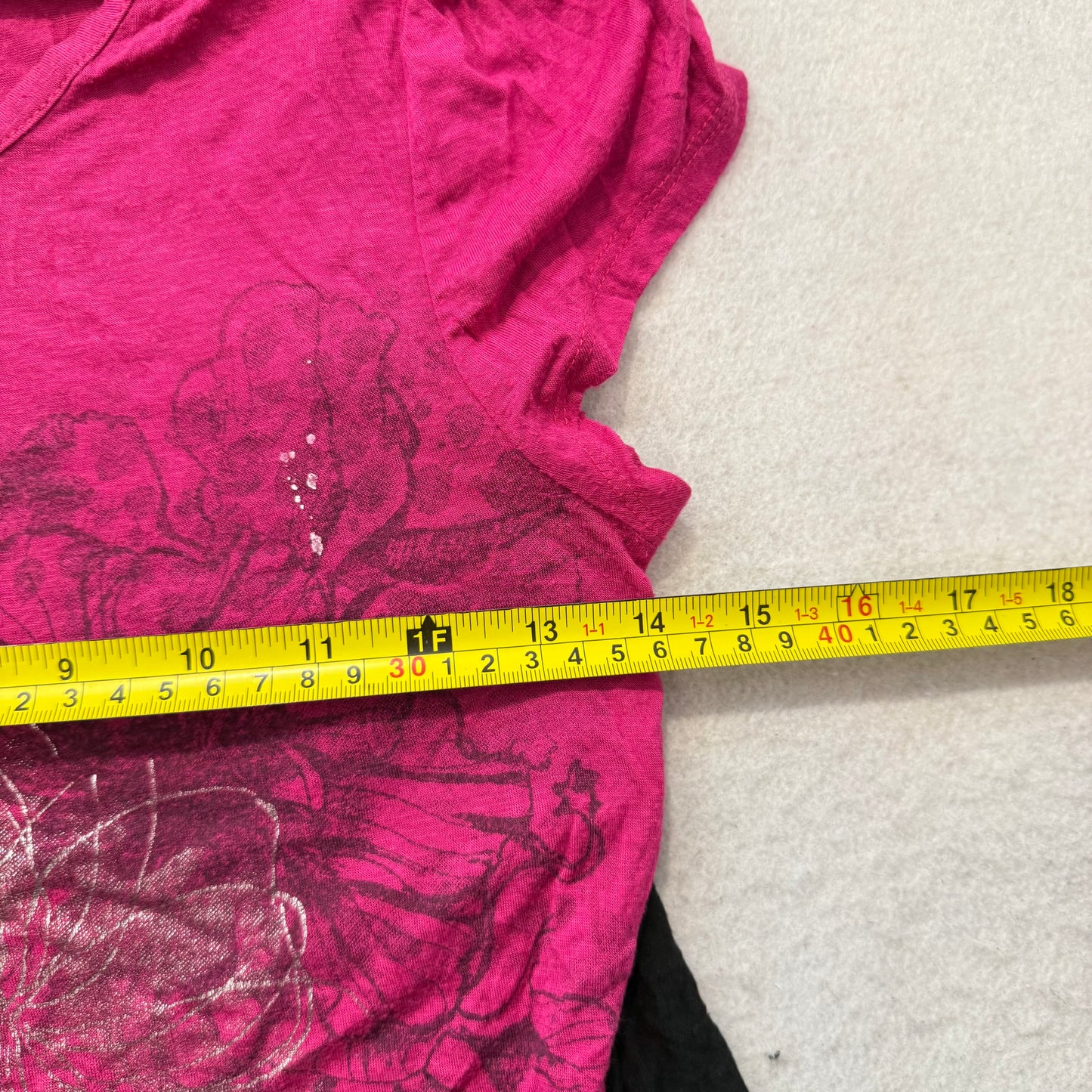 Lamasini Womens Hot Pink Cotton Top Short Sleeves Abstract Floral Graphic Size S