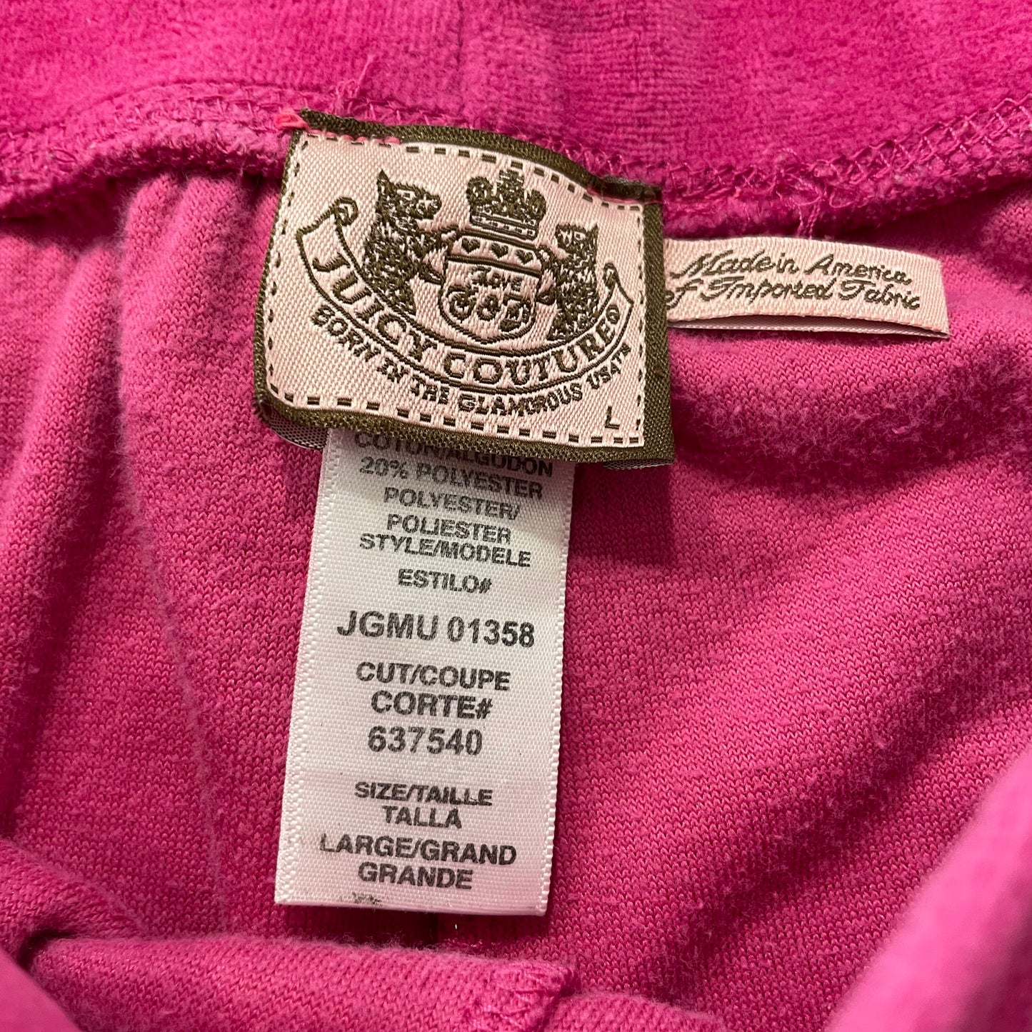 Vintage Juicy Couture Women's Hot Pink Velour Tracksuit Set Hoodie & Pant Size L