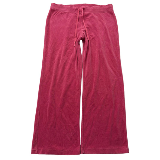 Vintage Juicy Couture Women's Rose Pink Velour Flared Wide Leg Track Pant Size L