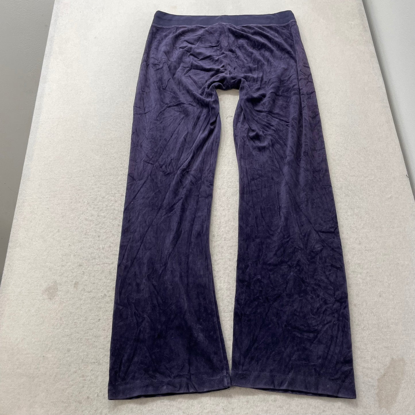 Vintage Juicy Couture Women Deep Purple Velour Flared Track Pant Dog Logo Size L