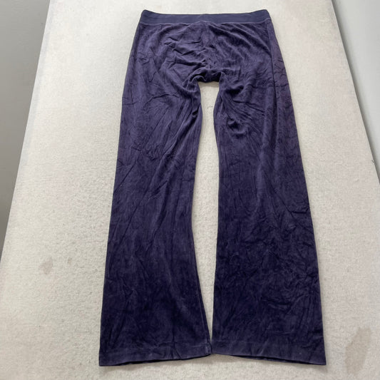 Vintage Juicy Couture Women Deep Purple Velour Flared Track Pant Dog Logo Size L