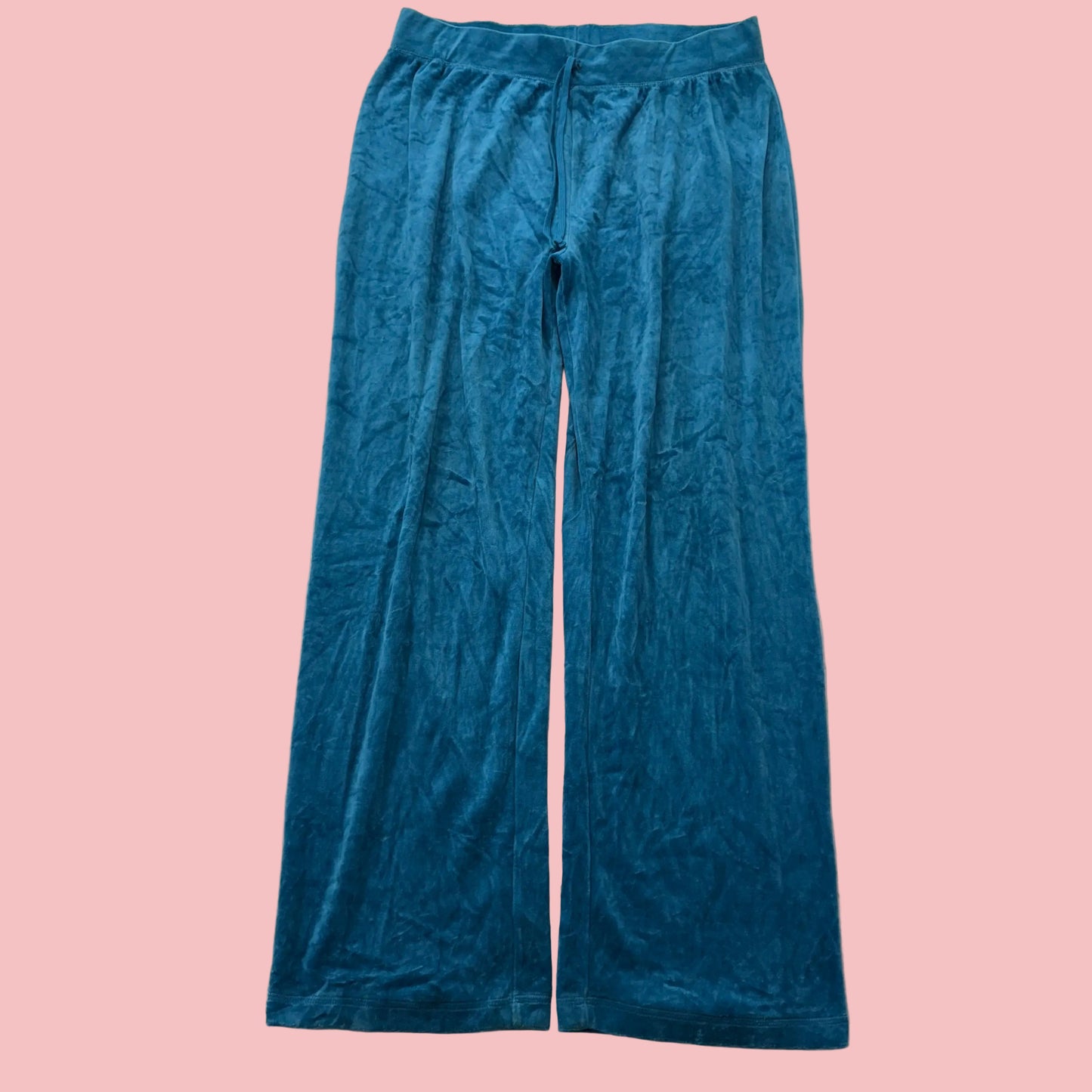 Juicy Couture Women's Teal Blue Velour Flared Leg Track Pant Loungewear Size XL