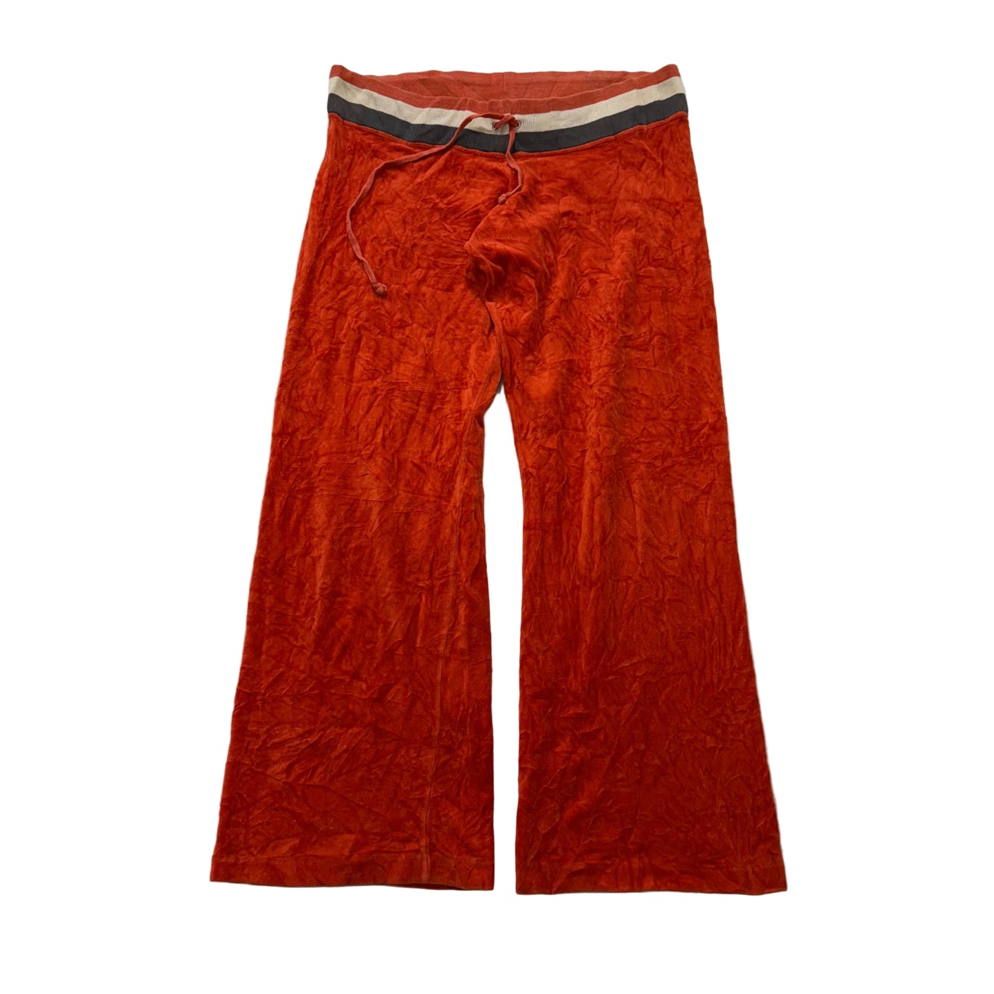 Juicy Couture Orange Velour Flared Track Pant Drawstring Low Rise Classic Size L
