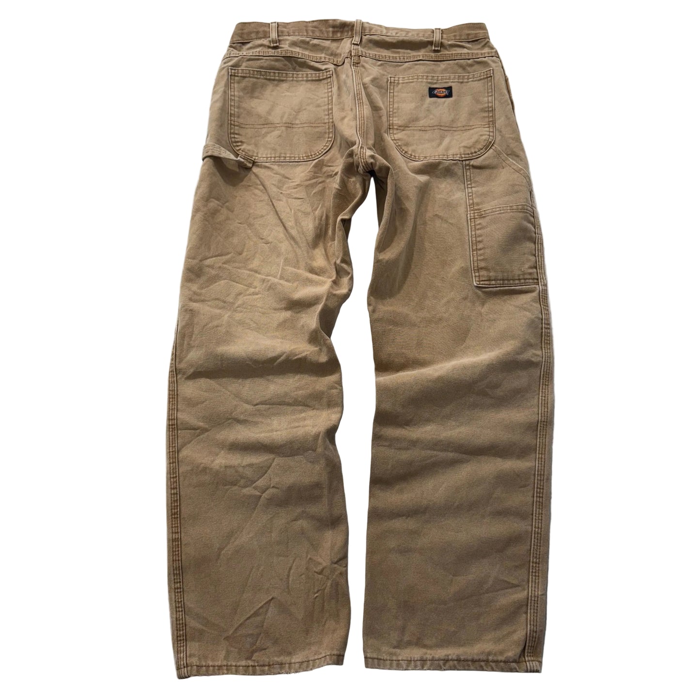 Dickies Men Tan Cotton Straight Leg Carpenter Pant Tool Pockets Workwear Size 36