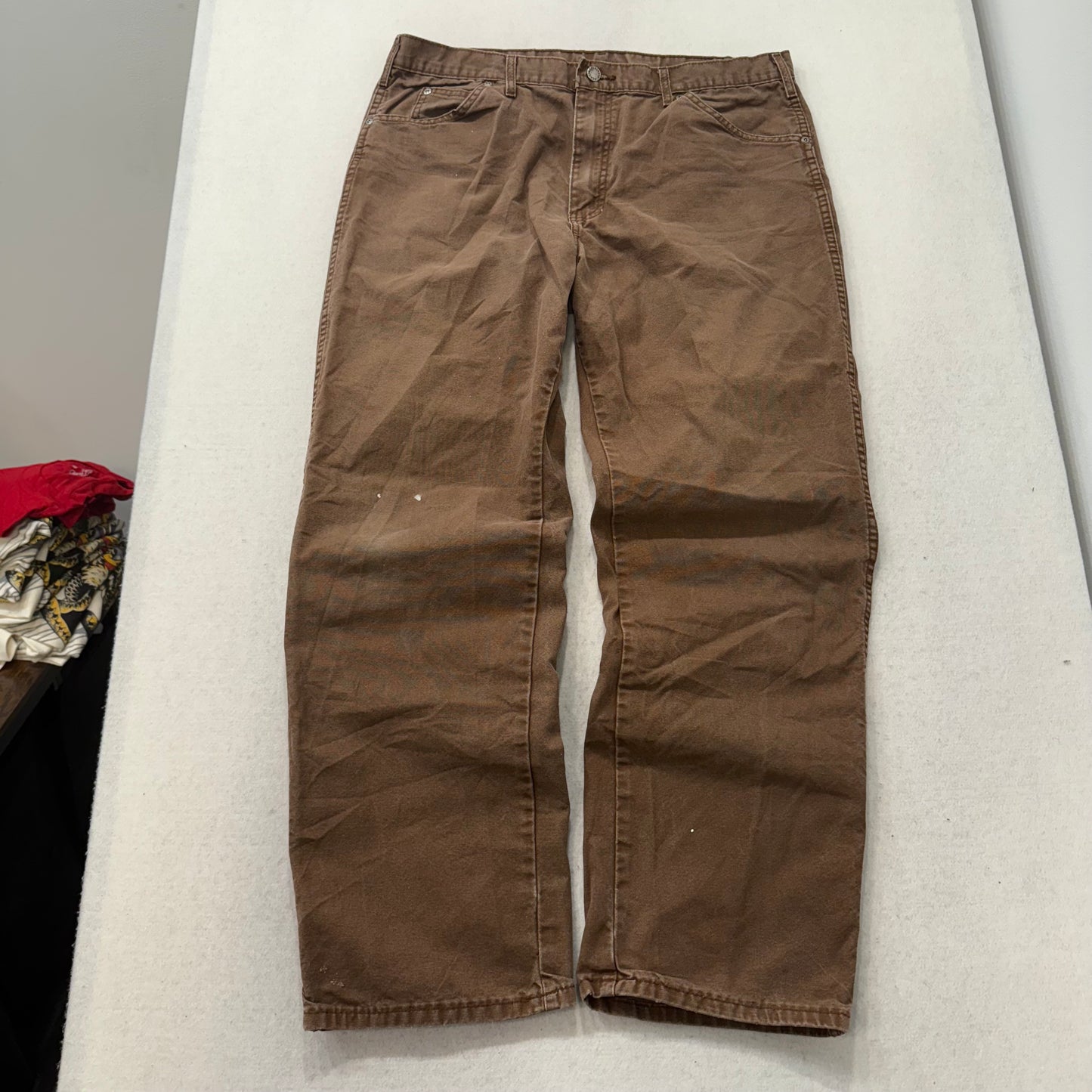 Dickies Men's Brown Straight Leg Carpenter Pants Tool Pockets Workwear Size 36