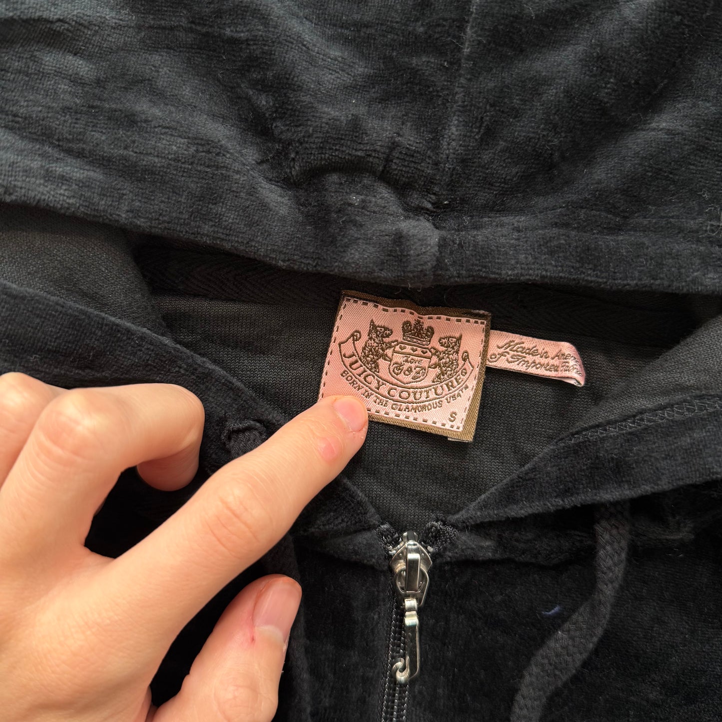 Vtg Juicy Couture Scottie Dogs Black Velour Tracksuit Set Hoodie & Pant Size S