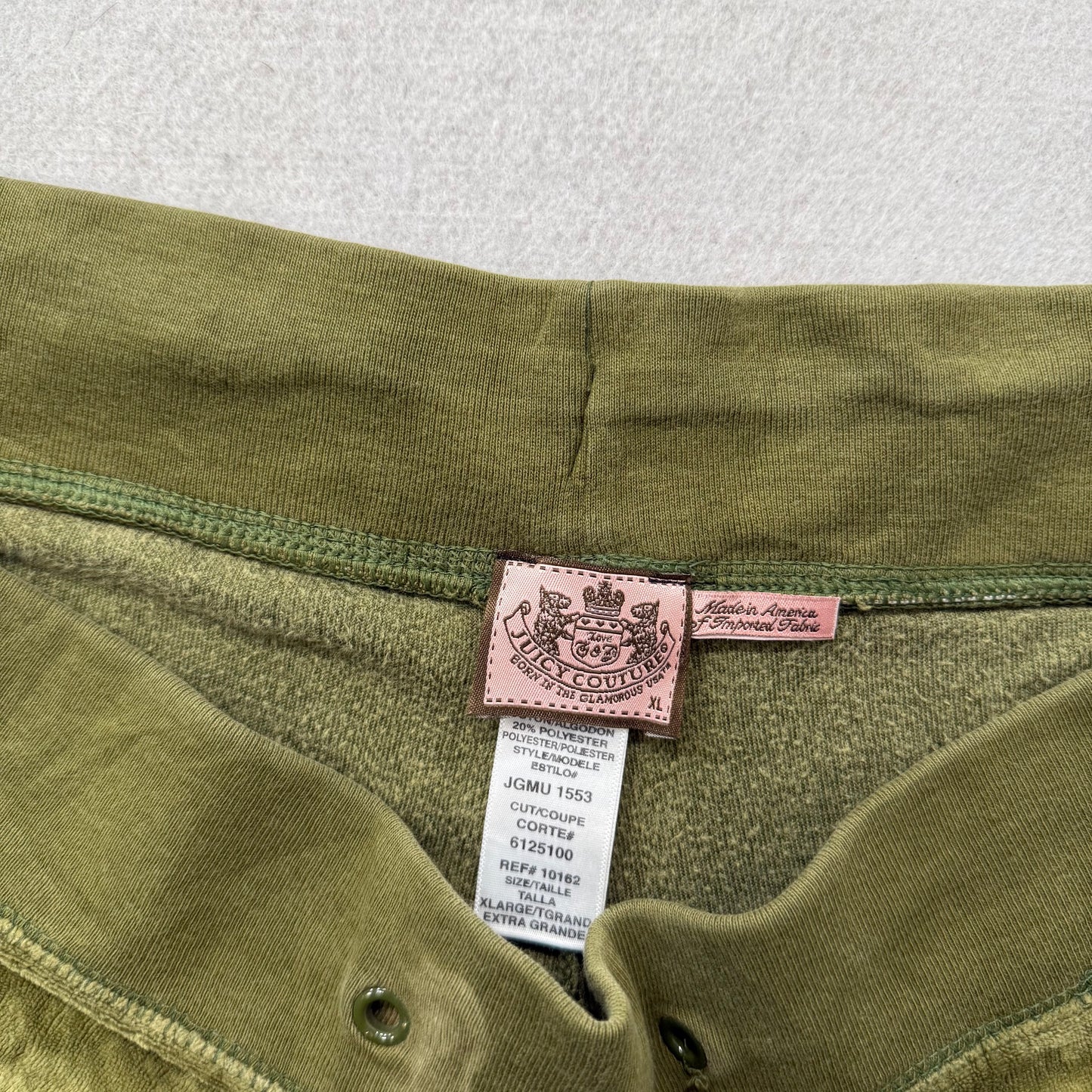 Juicy Couture Women's Olive Green Velour Flared Track Pant Loungewear Size XL
