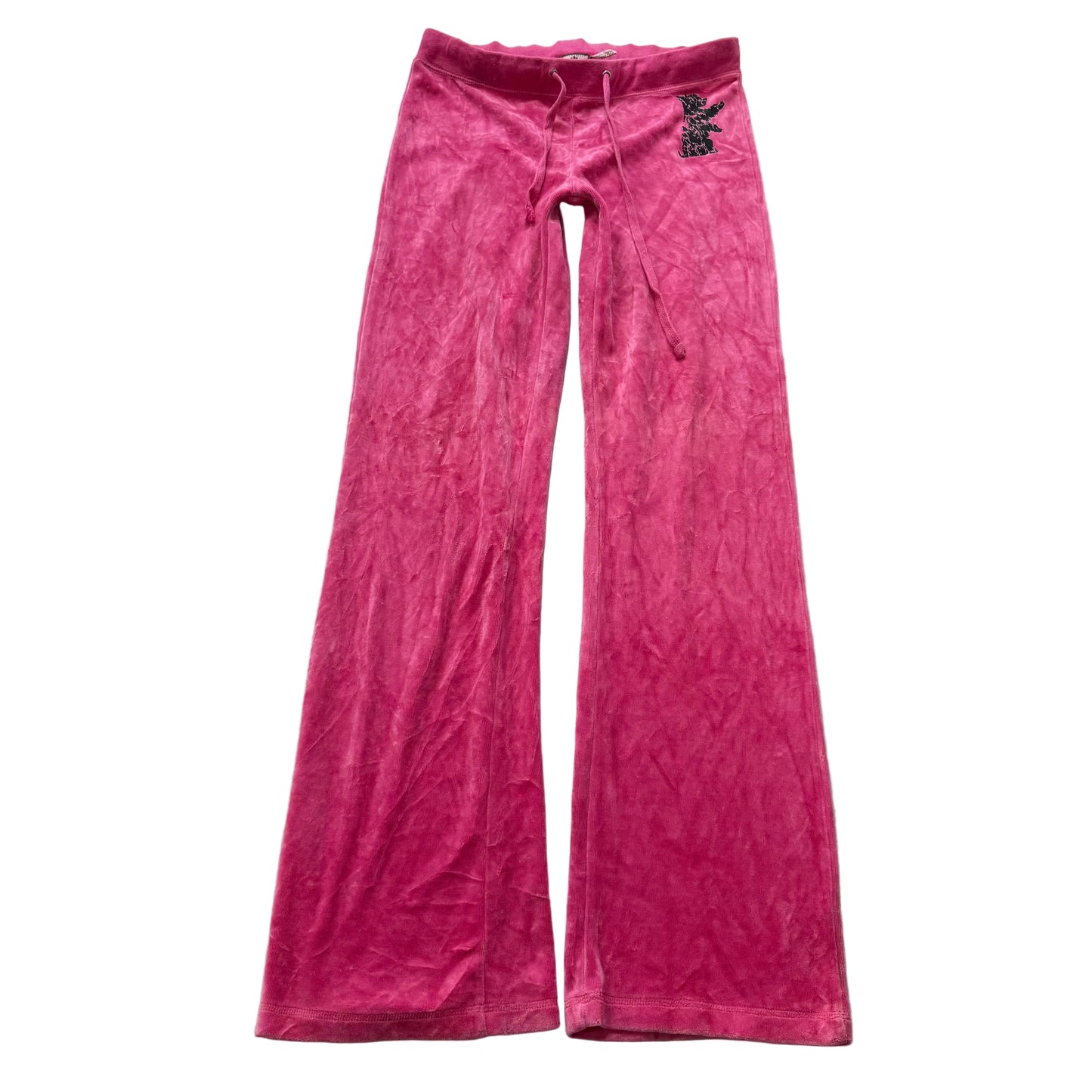 Juicy Couture Women's Hot Pink Velour Flared Track Pant Scottie Dog Logo Size M