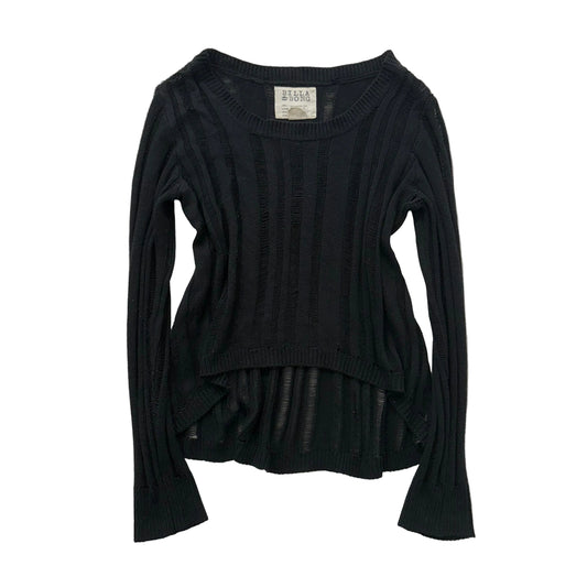Billabong Black Knitted Distressed Pull-Over Sweater High-Low Hem Size L