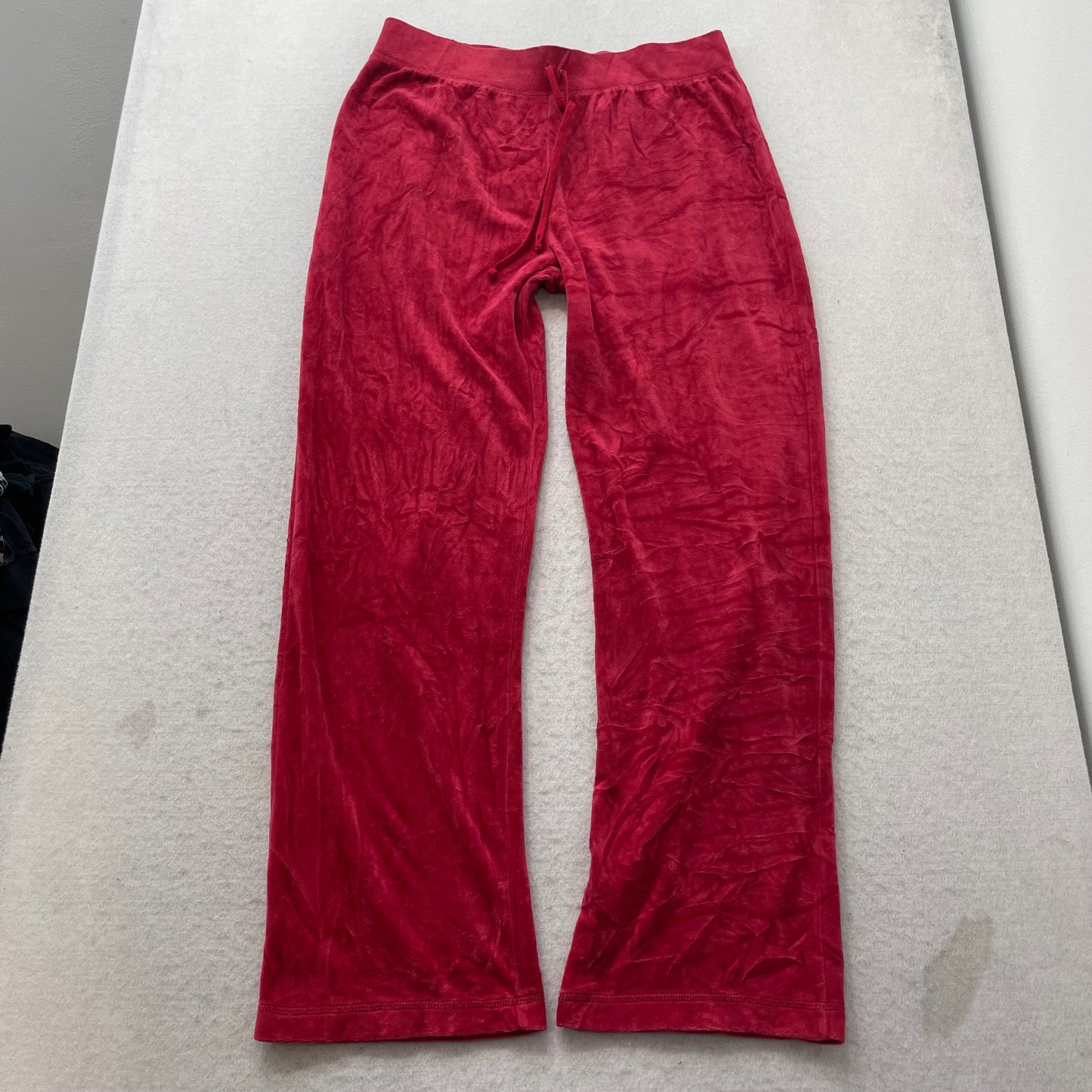 Vintage Juicy Couture Women's Red Velour Tracksuit Set Hoodie & Pant Size L