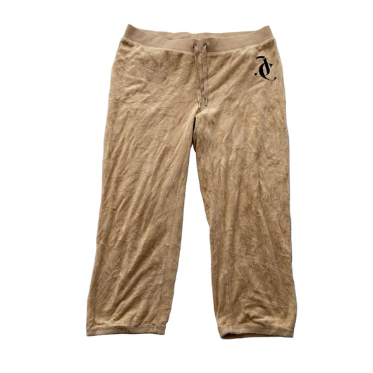 Juicy Couture Women's Tan Terrycloth Straight Leg Track Pant Snap Pockets Size M
