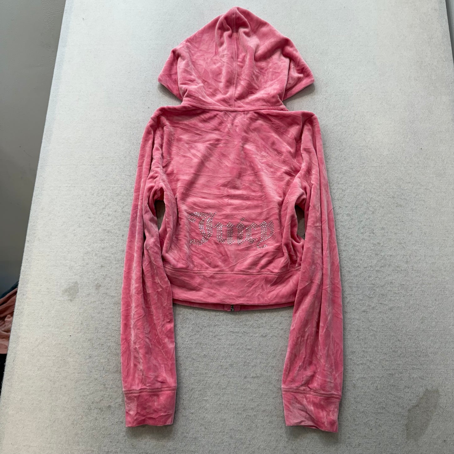 Juicy Couture Women's Pink Hoodie & Pants Tracksuit Set Rhinestones Logo Size M