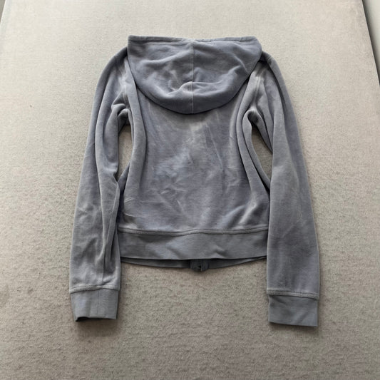 Juicy Couture Women's Gray Velour Zip-Up Hoodie Y2K Sports Long Sleeve Size M
