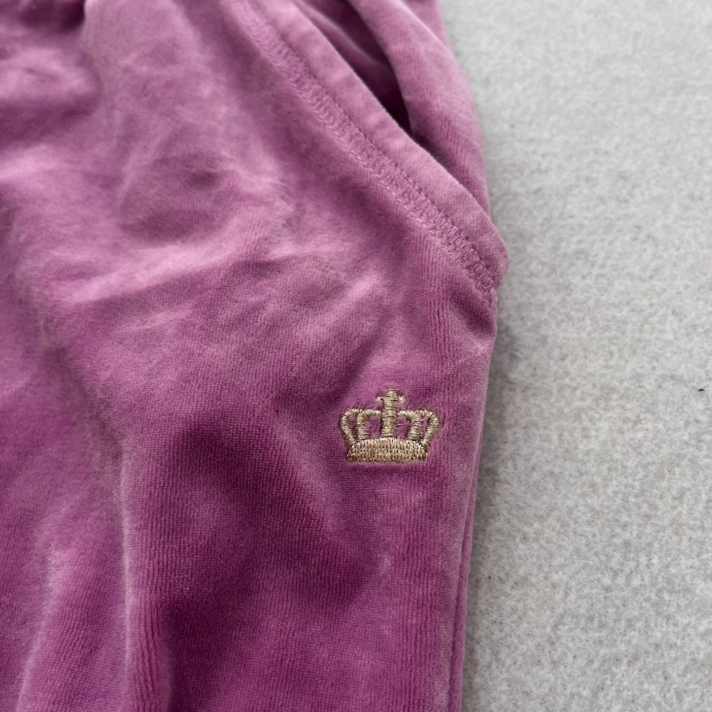 Juicy Couture Womens Mauve Velour Sweatpants Crown Logo Elastic Waist Size M