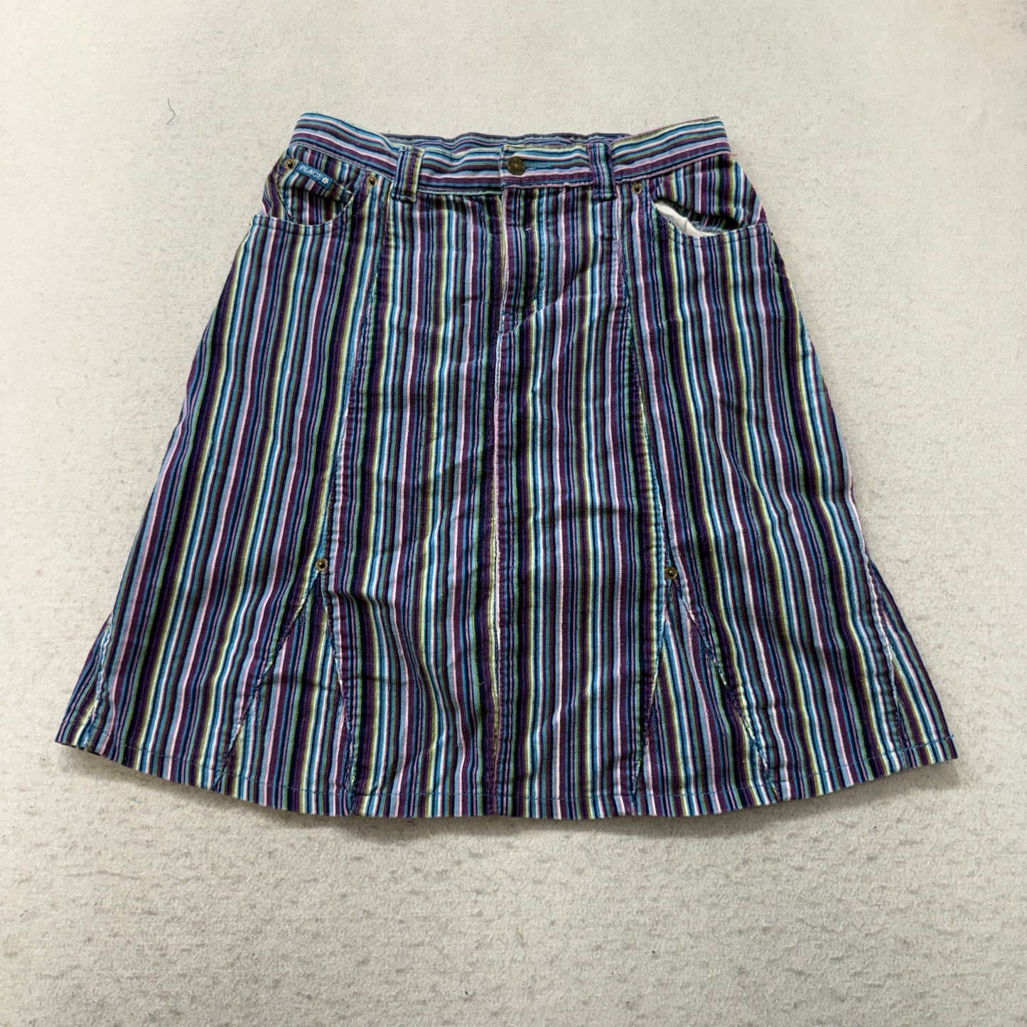 The Children's Place Girl Colorful Striped Corduroy Skirt Stretch Casual Size 14