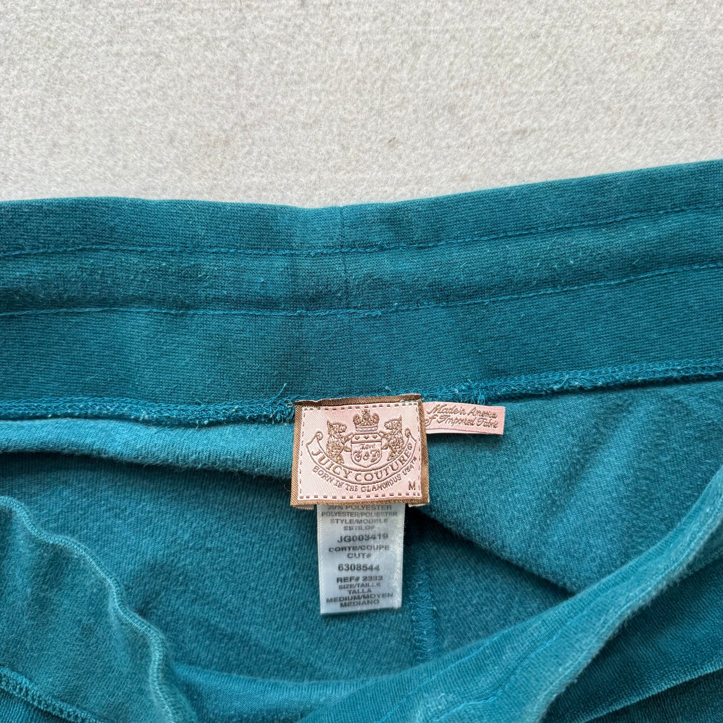 Juicy Couture Women's Peacock Blue Velour Flared Track Pant Loungewear Size M