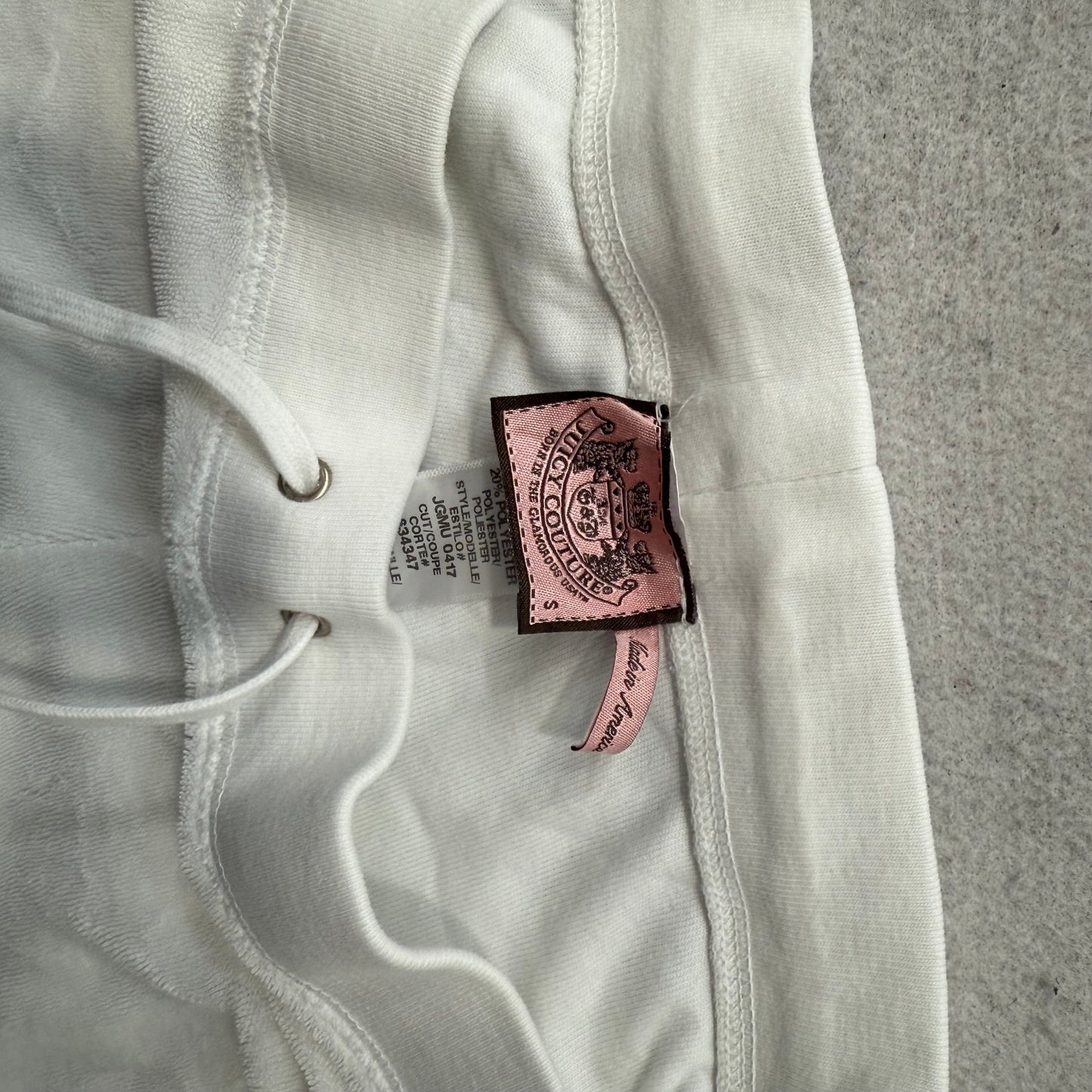 Vintage Juicy Couture Heart Juicy White Terry Cloth Flare Track Pants Y2k Size S