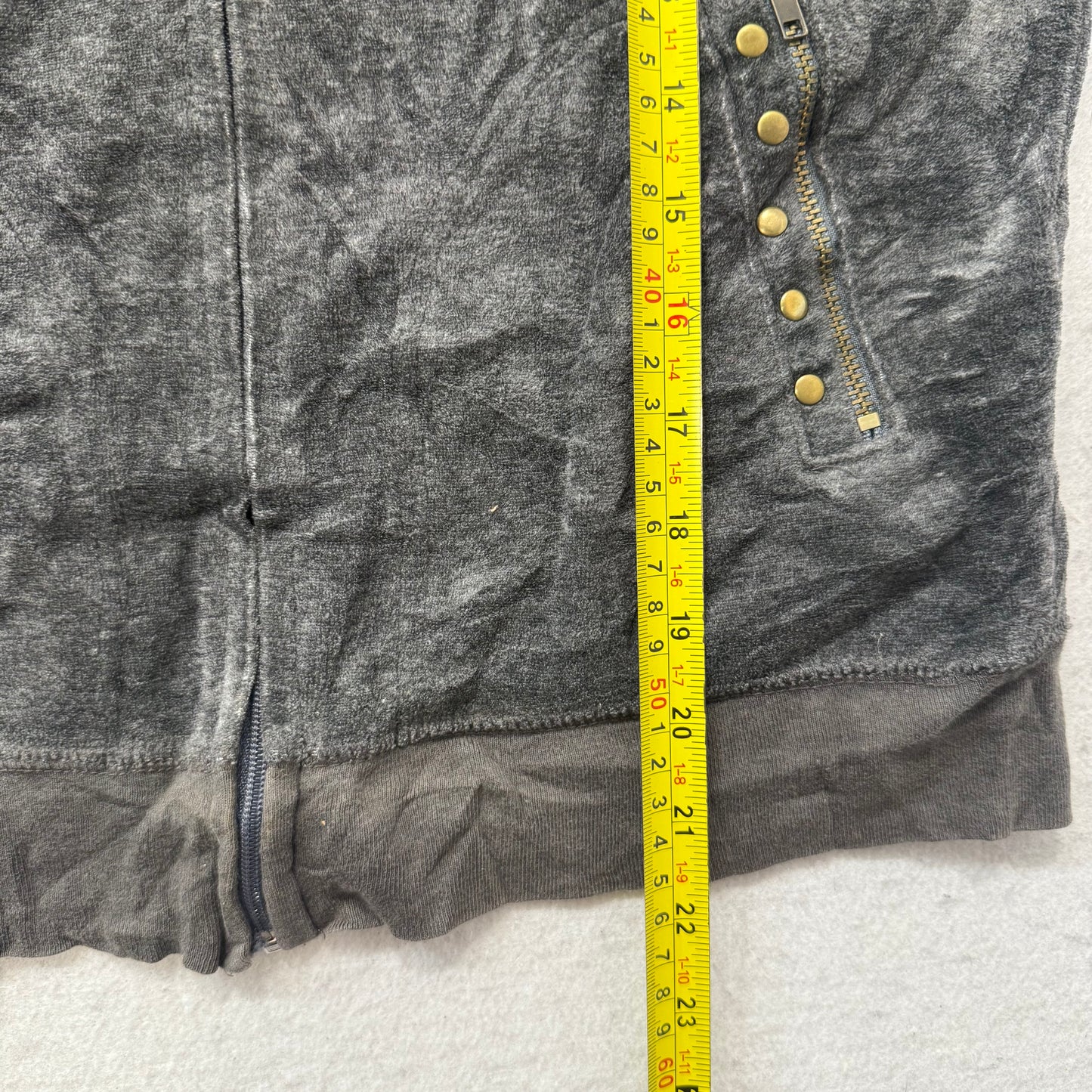Juicy Couture Women's Dark Charcoal Zip Up Hoodie Studded Pocket Graphic Size XL