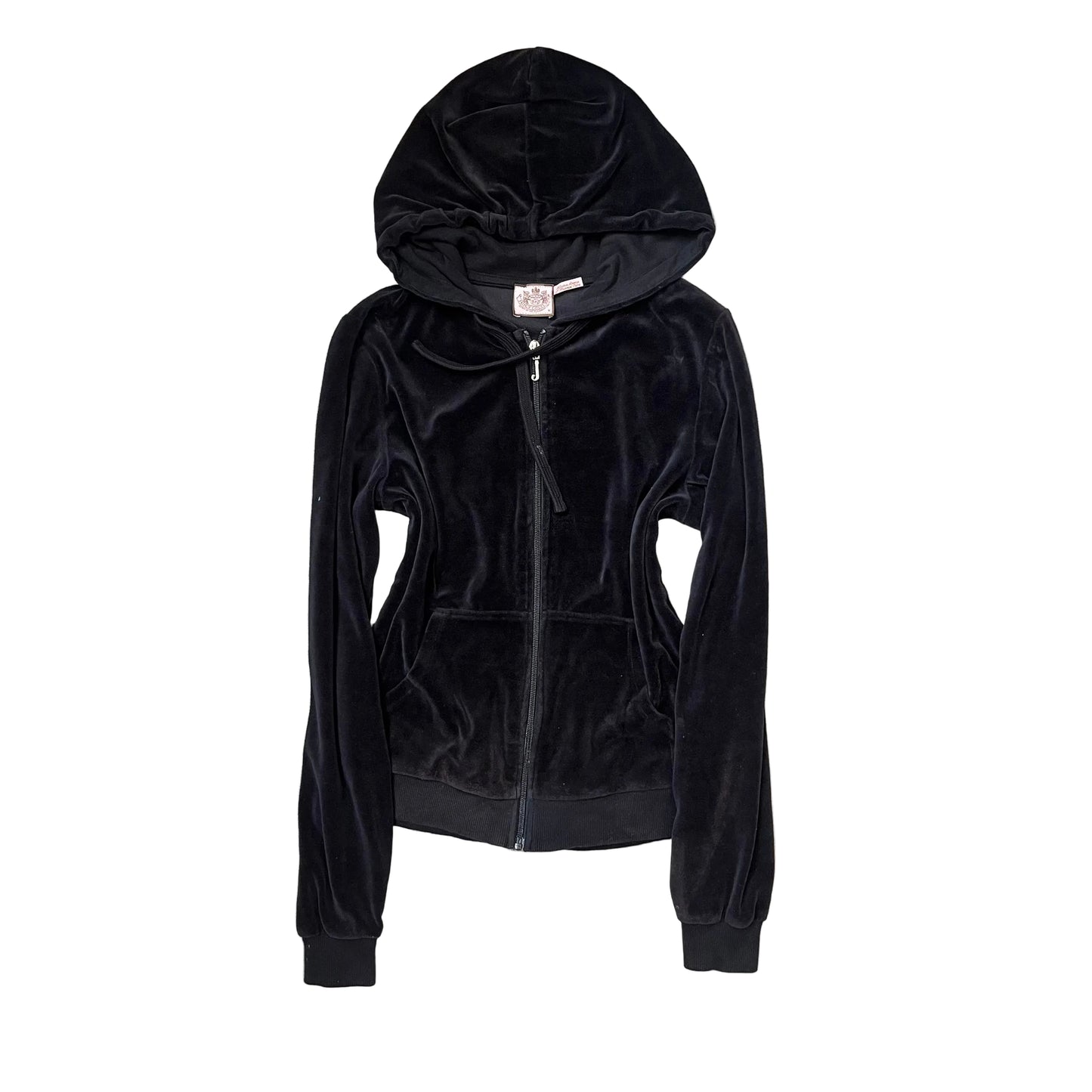 Vintage Juicy Couture 2000s Jet Black Velour Zip Up hoodie size M