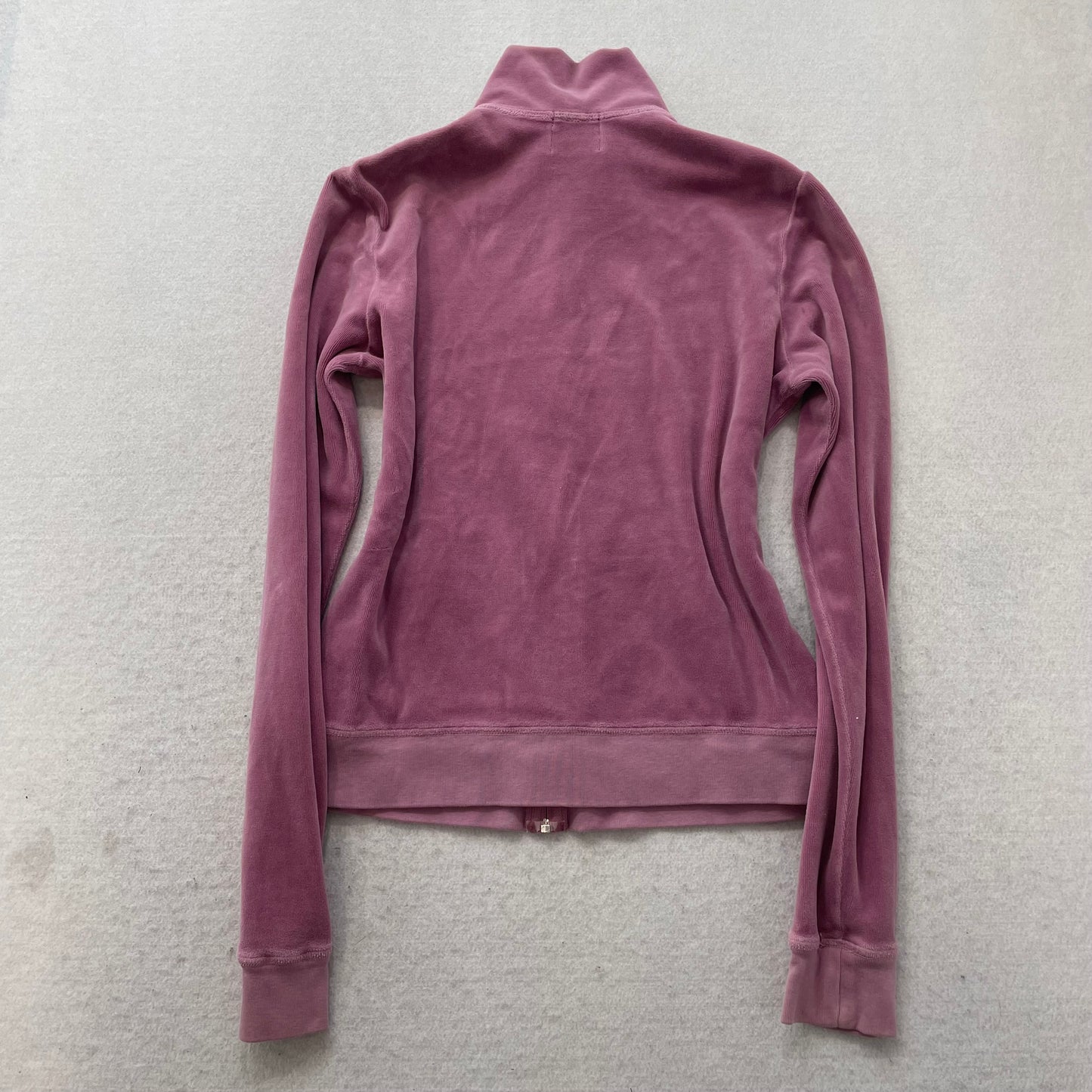Vintage Juicy Couture Women's Dusty Rose Velour Zip Up Track Jacket Y2K Size L