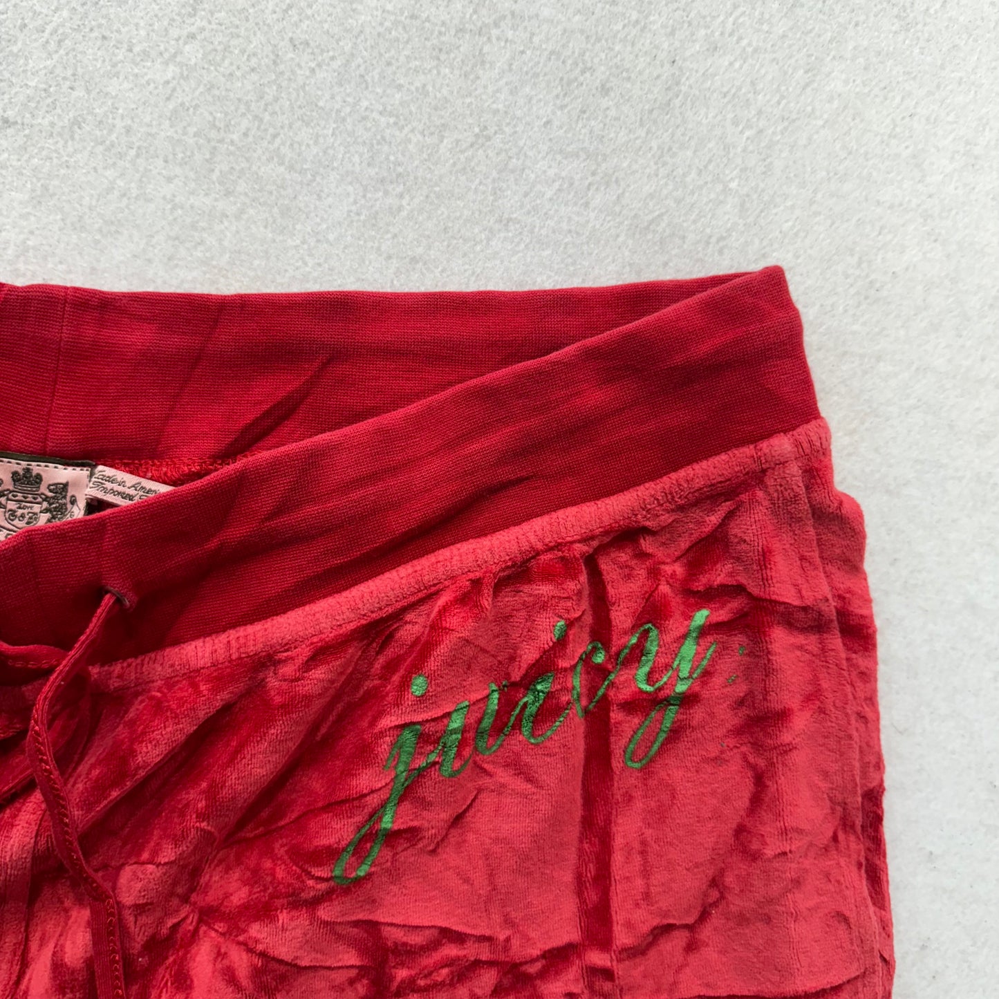 Vintage Juicy Couture Women's Astor Red Velour Flared Track Pant Logo Y2K Size L