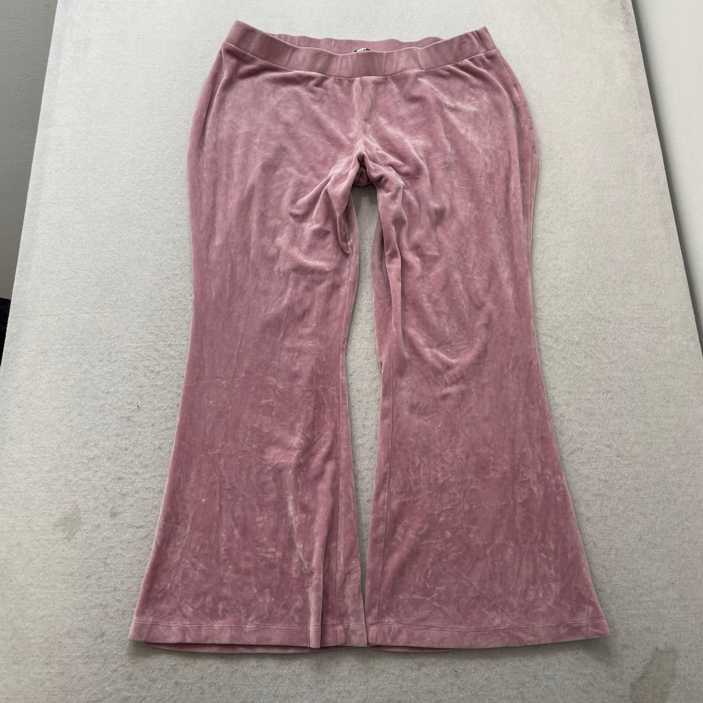 Juicy Couture Women's Rose Pink Velour Flared Leg Track Pant Classic Fit Size XL