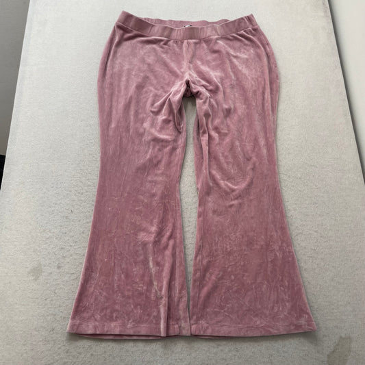 Juicy Couture Women's Rose Pink Velour Flared Leg Track Pant Classic Fit Size XL