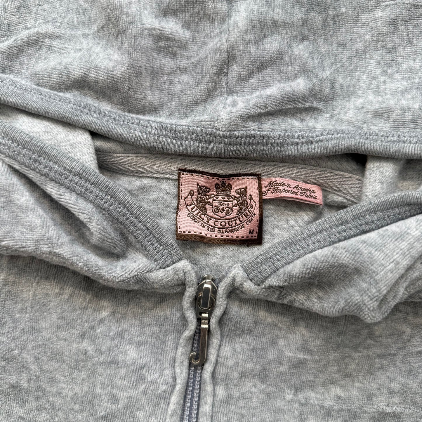 Juicy Couture Women's Heather Gray Velour Tracksuit Set Hoodie & Pant Y2k Size M