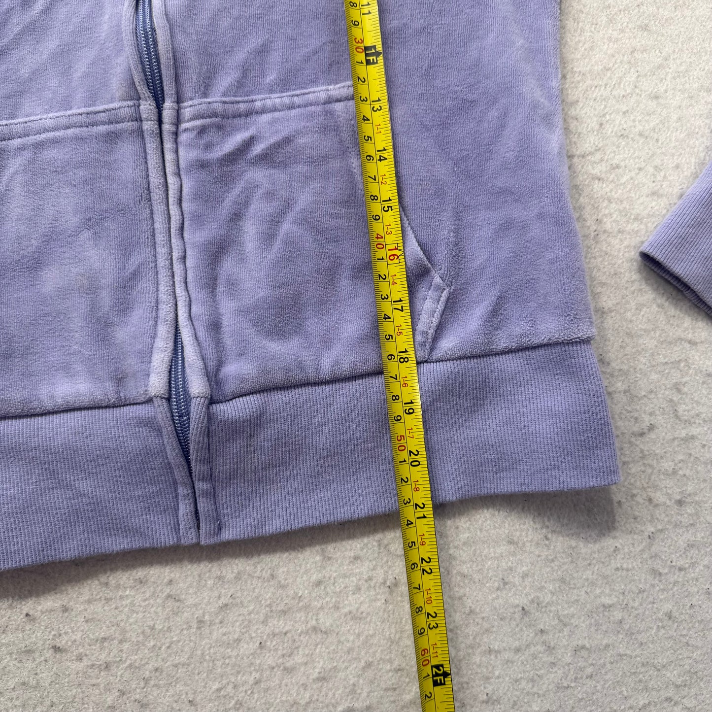 Vintage Juicy Couture Womens Lavender Velour Zip-Up Hoodie Drawstring Y2k Size S