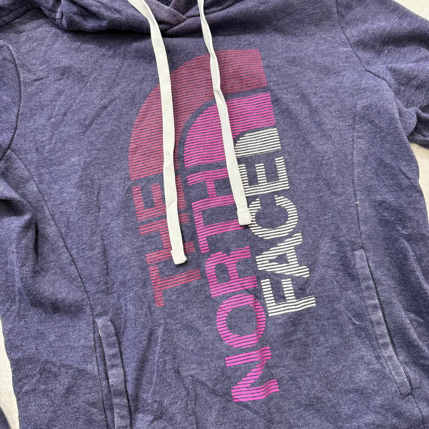 The North Face Womens Purple Fleece Pullover Hoodie Kangaroo Pockets Logo Size S