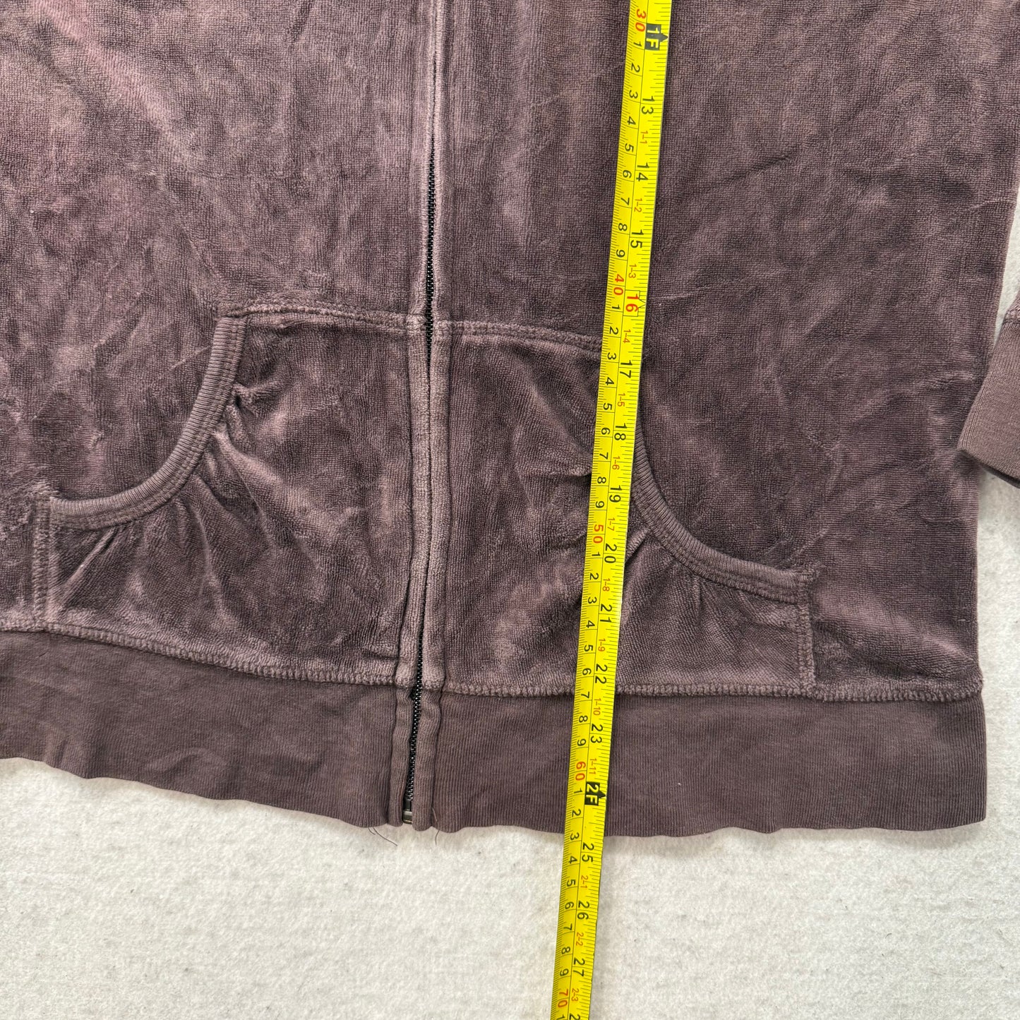 Vintage Juicy Couture Women' Dark Brown Velour Tracksuit Set Hoodie & Pant Size L