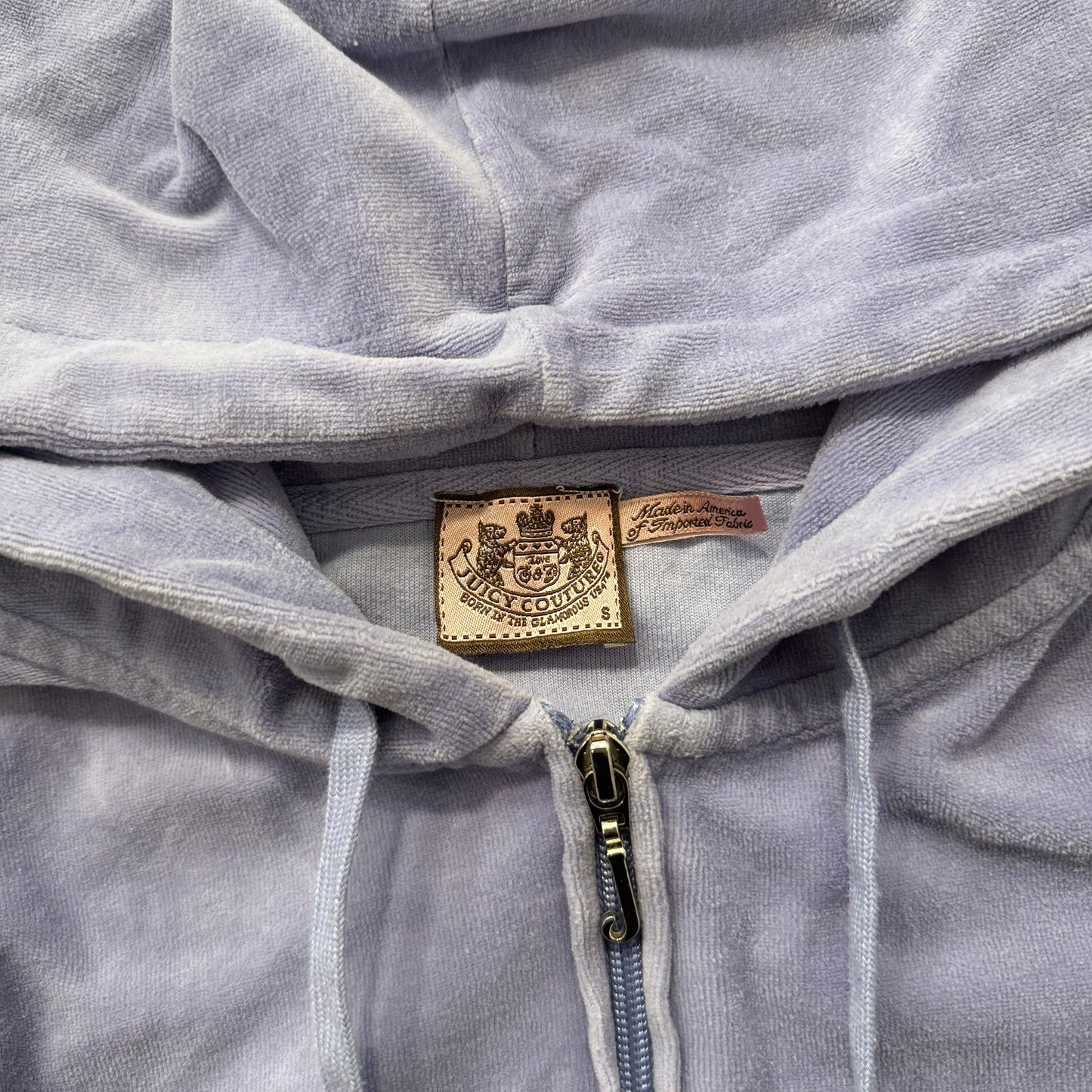 Vintage Juicy Couture Womens Lavender Velour Zip-Up Hoodie Drawstring Y2k Size S