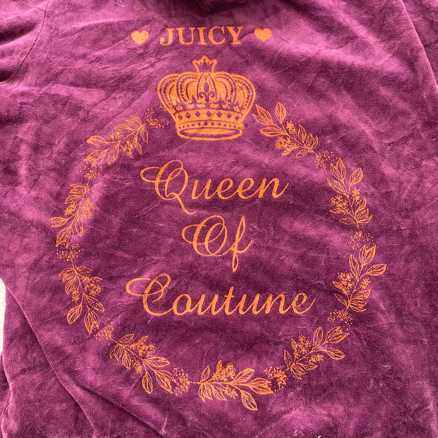 Vtg Juicy Couture Of Queen Couture Women's Burgundy Velour Tracksuit Set Size L