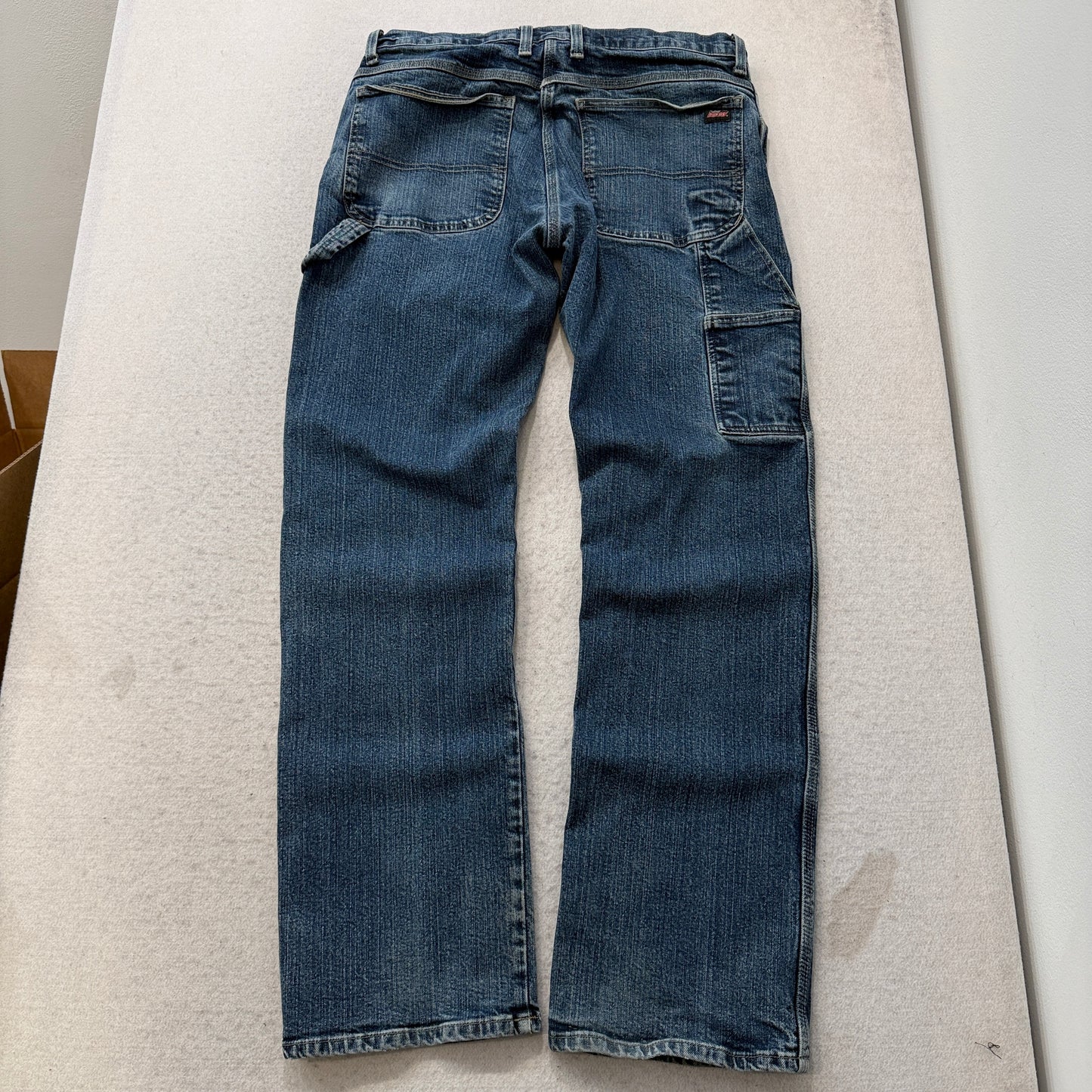 Genuine Dickies Men's Blue Straight Fit Carpenter Denim Jeans Pockets Size 34x34