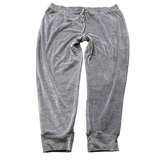 Victoria's Secret PINK Womens Grey Velour Sweatpants Tapered Leg Casual Size XXL