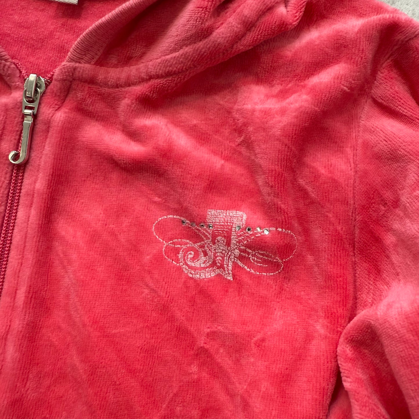 Juicy Couture “Juicy Trust Fund" Women's Pink Velour Full Zip Hoodie Y2k Size 14