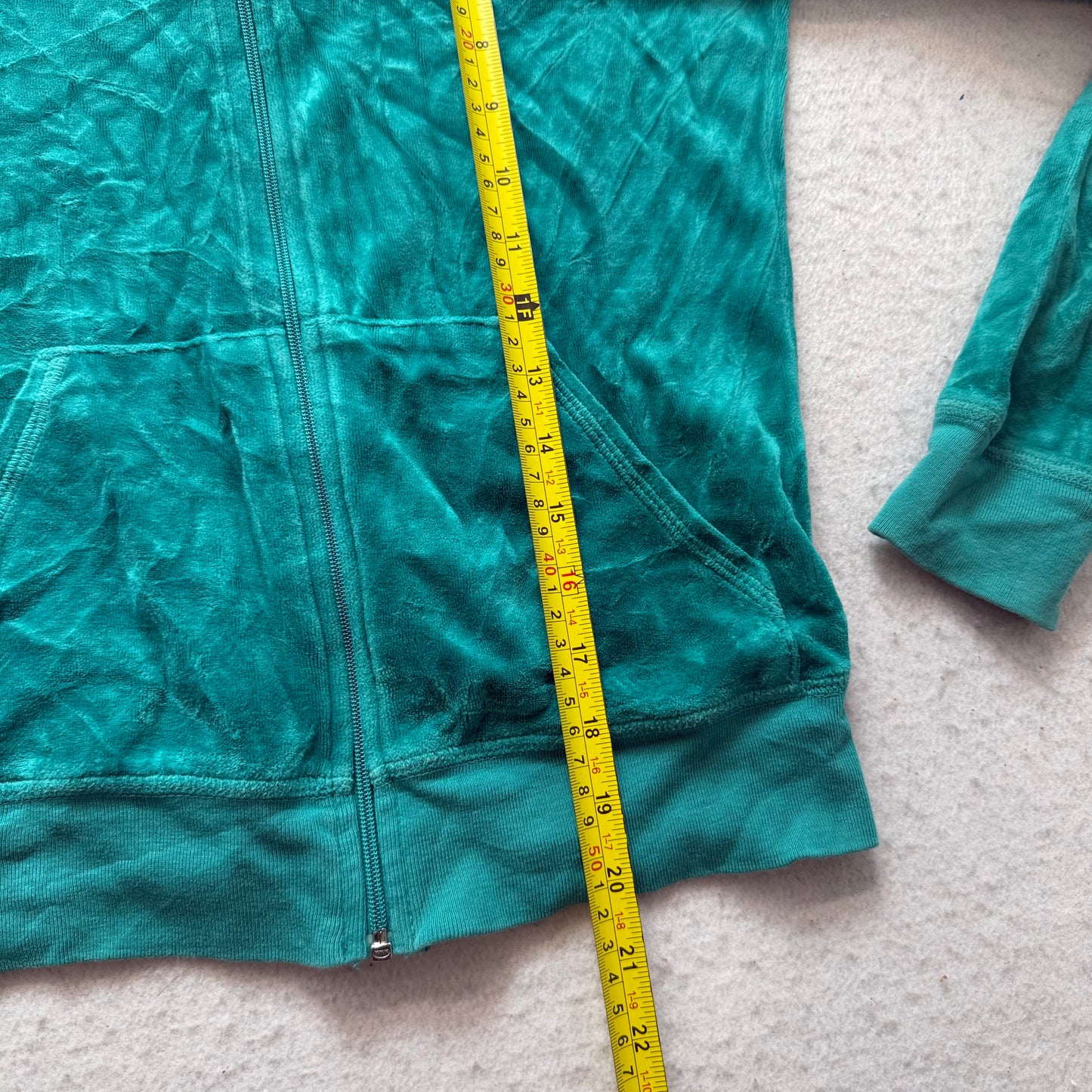 Vintage Juicy Couture Scottie Dogs Womens Teal Velour Zip-Up Track Jacket Size S