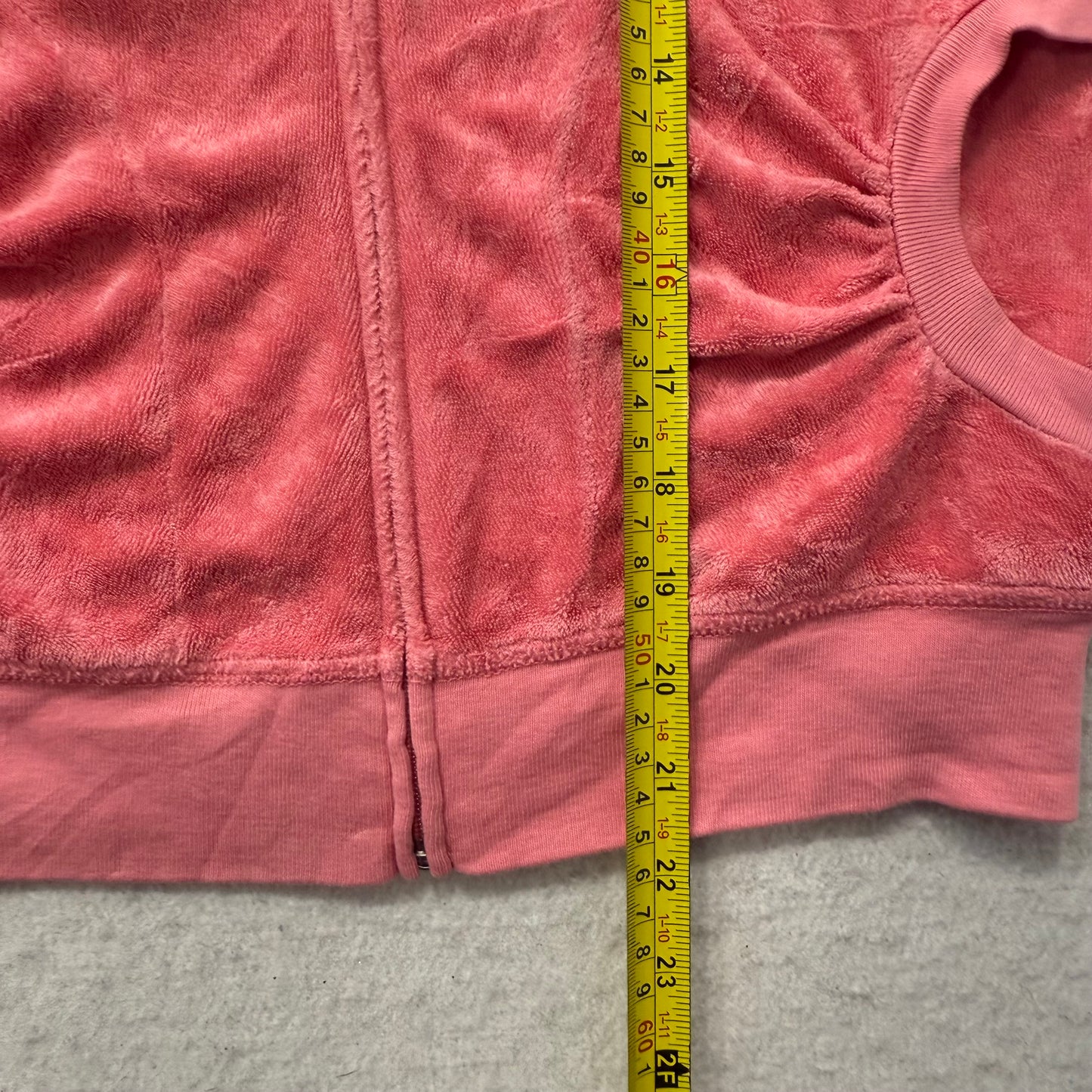 RARE Juicy Couture Womens Pink Terry Cloth Zip-Up Hoodie Short Sleeve Y2k Size M